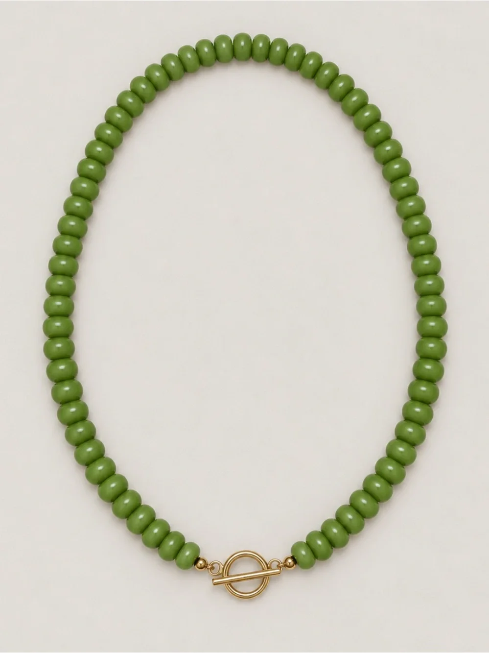 New! Green Beaded Gold Toggle Dopamine Necklace NWOT 5056